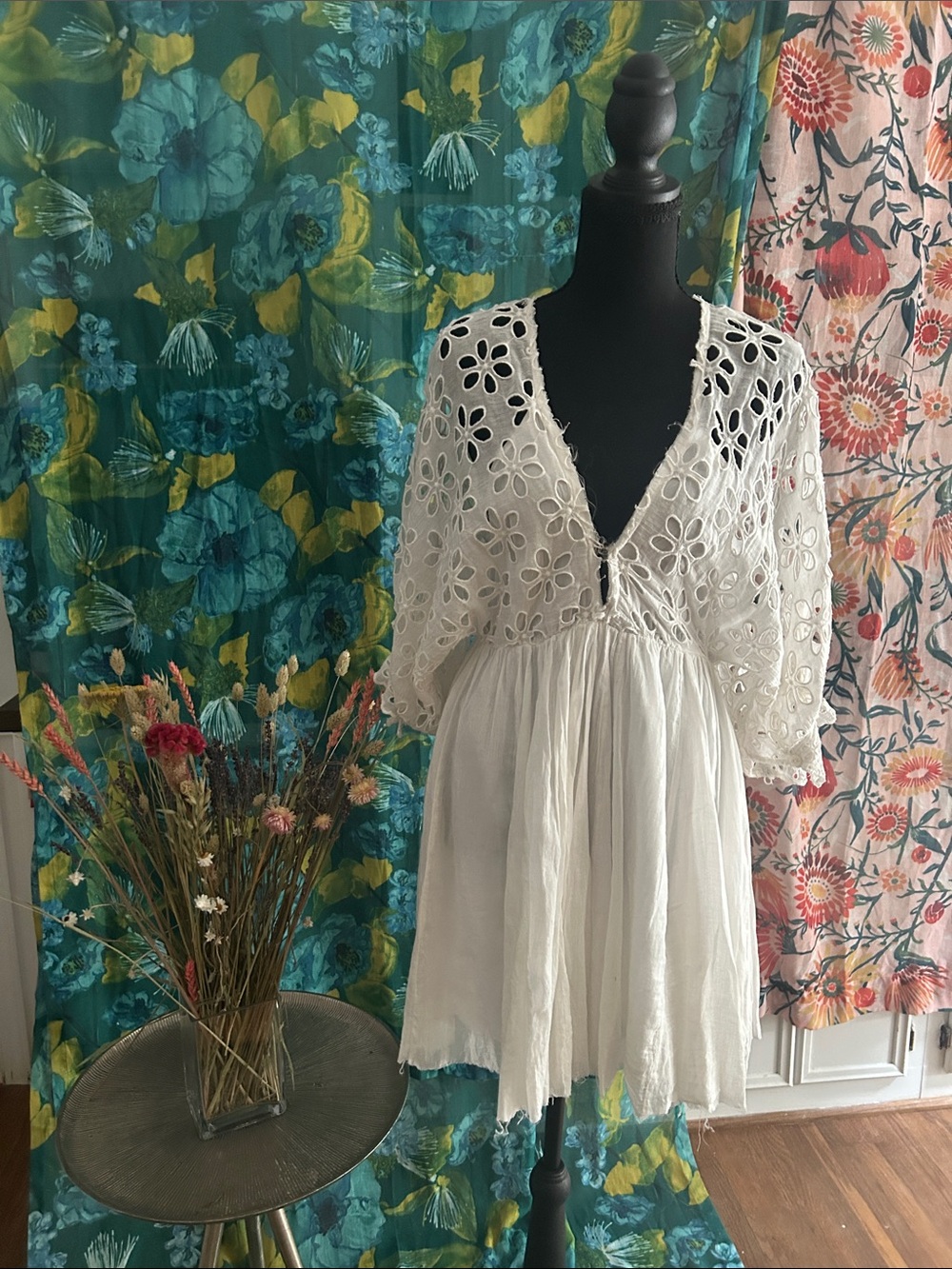 Free People White Eyelet Mini Dress